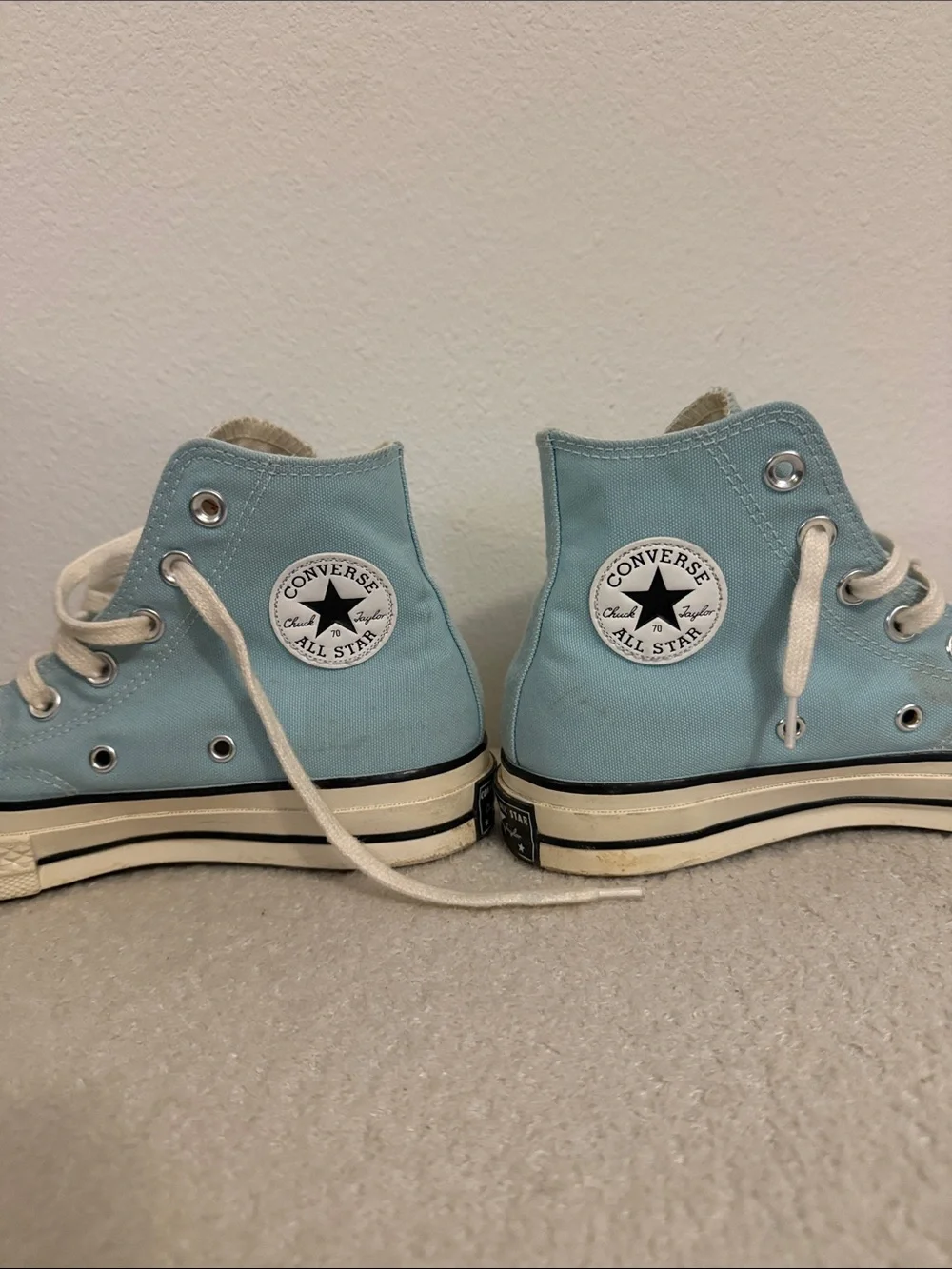 Converse High-Top Sneakers in Light Blue and Cream